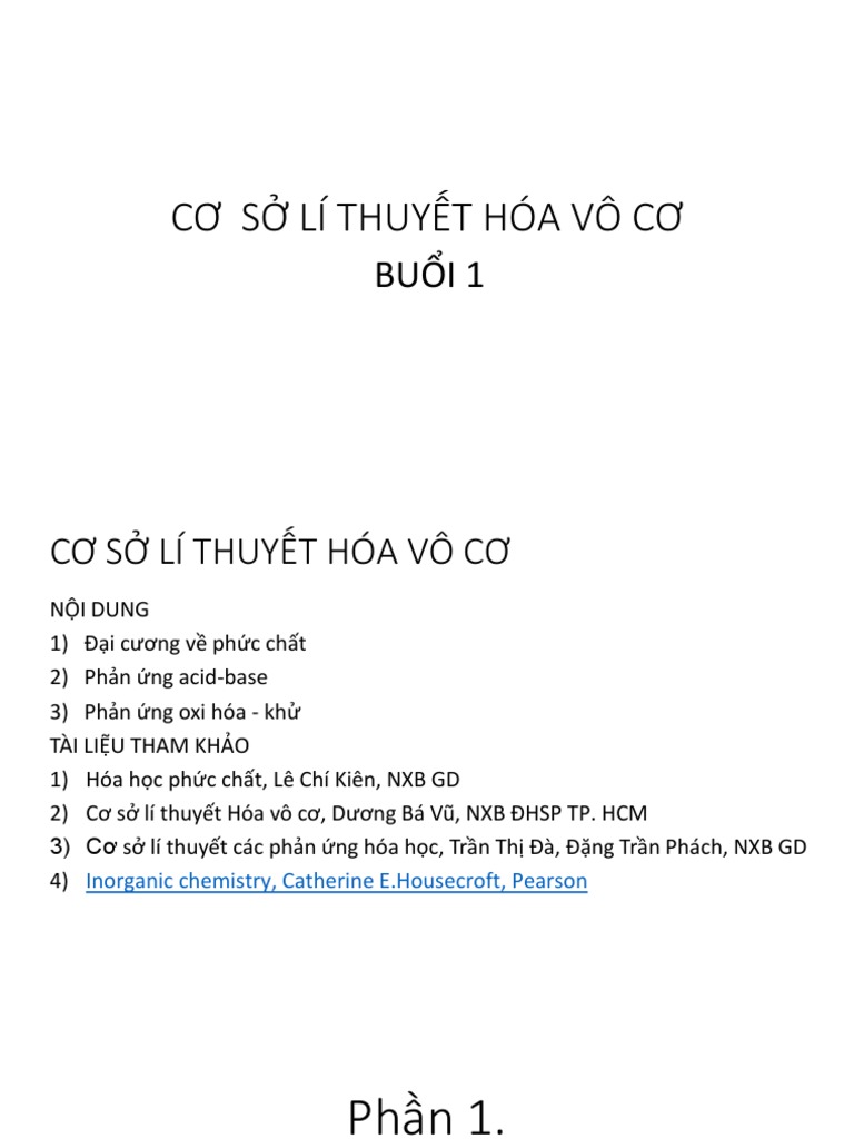 Cơ Sở Lí Thuyết Hóa Vô Cơ | PDF