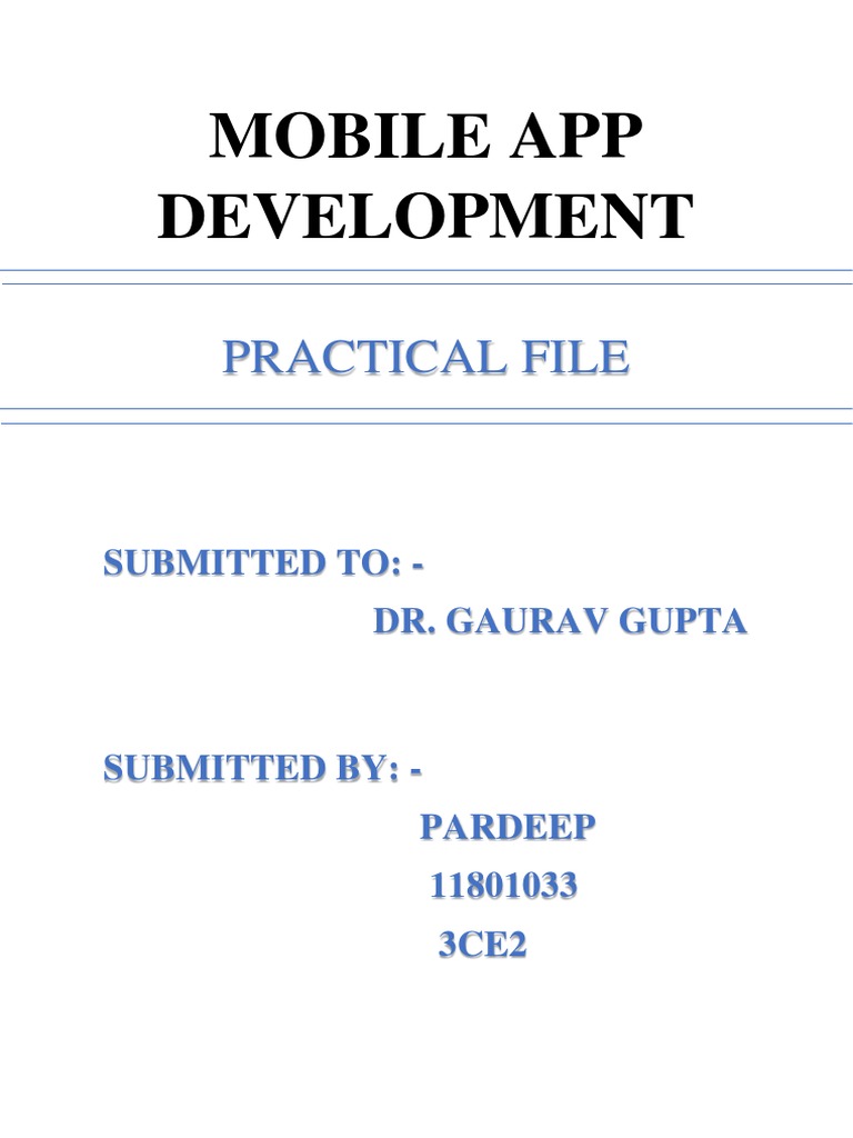 Mobile App Development: Practical File | PDF | Android (Operating ...