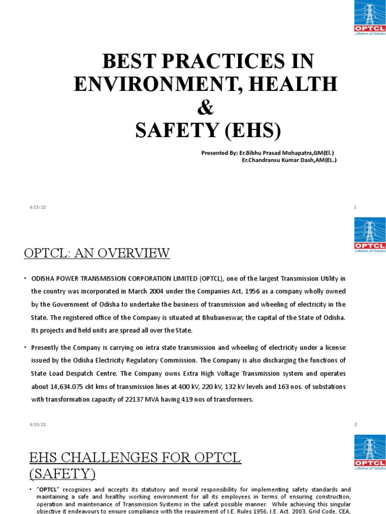 EHS Best Practices for OPTCL | PDF | Electric Power Transmission ...