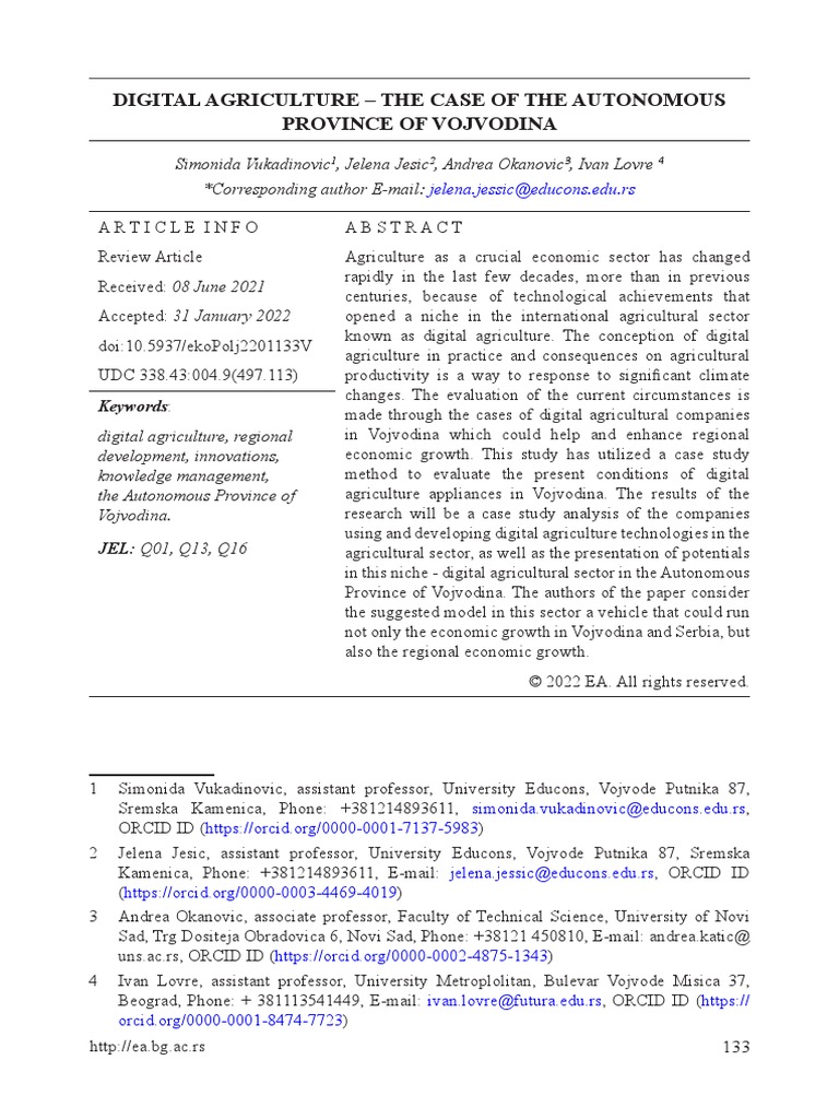Digital Agriculture - The Case of The Autonomous | PDF | Agriculture ...
