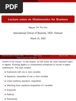 Lecture Notes On Mathematics For Business: International School of Business, UEH, Vietnam