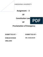 Assignment: - 3 of Constitution Law of Proclamation of Emergency