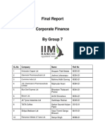 Final Report Corporate Finance by Group 7: SL - No Company Name Roll No
