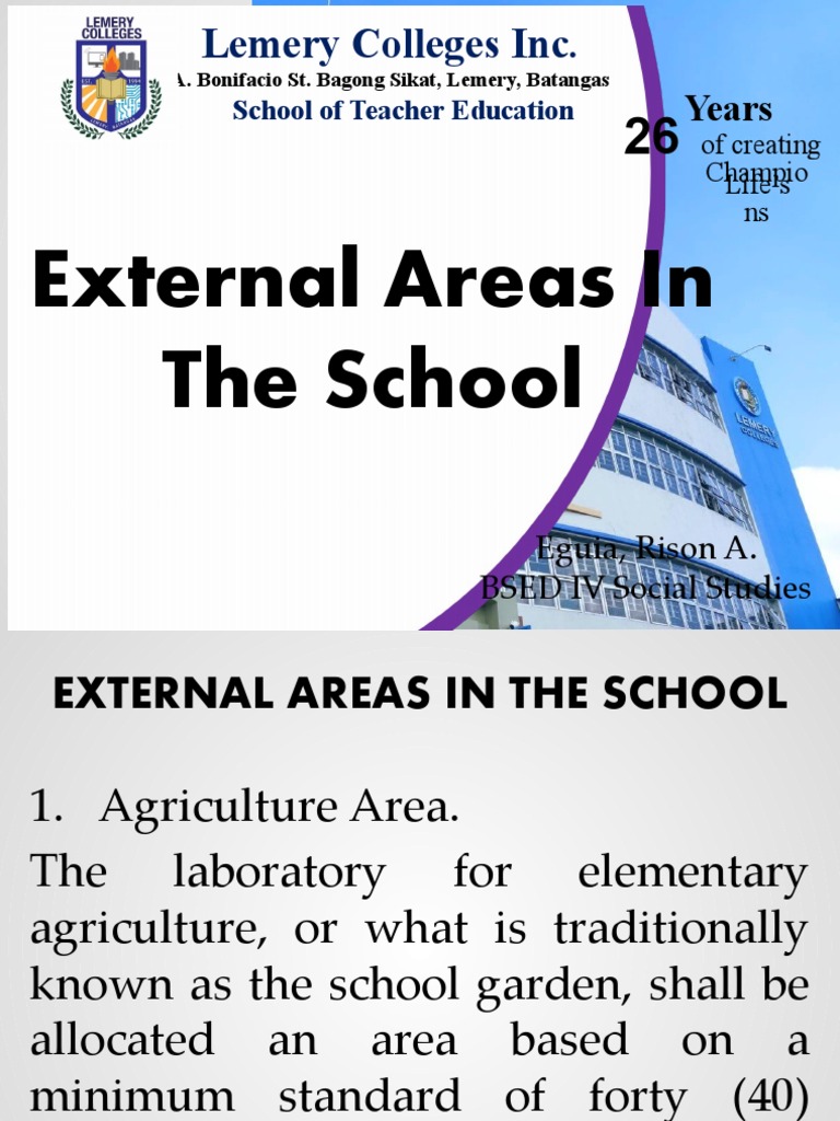 External Areas of Lemery Colleges | PDF