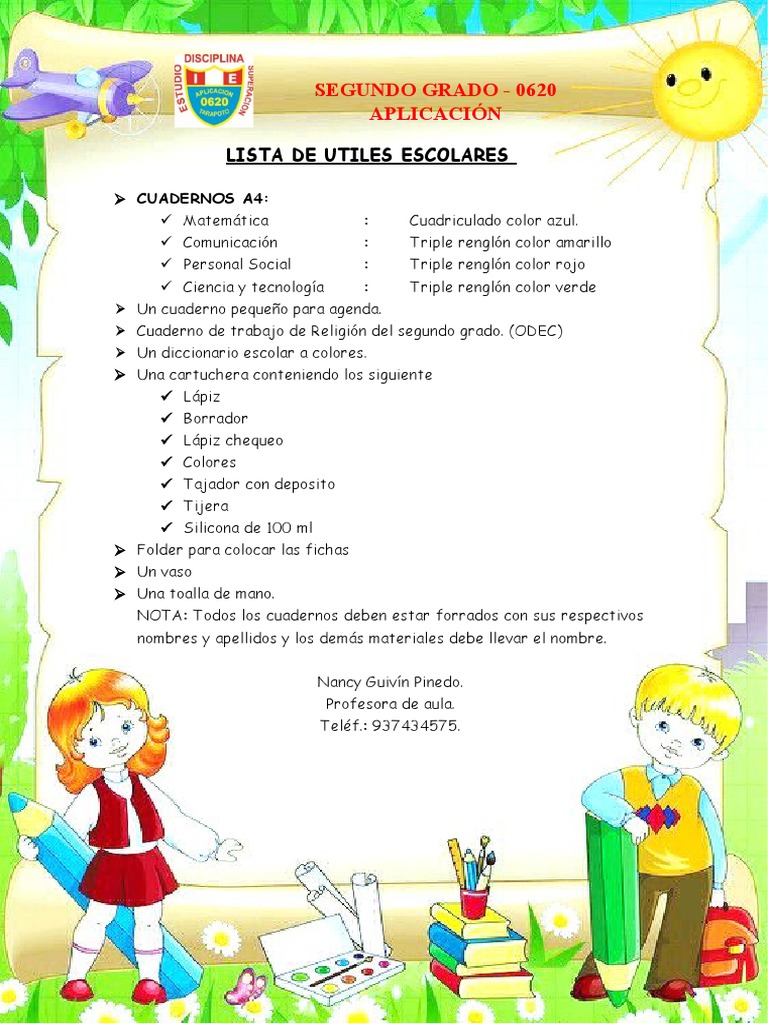 Lista de útiles escolares 2do grado 2025 | PDF | Arte