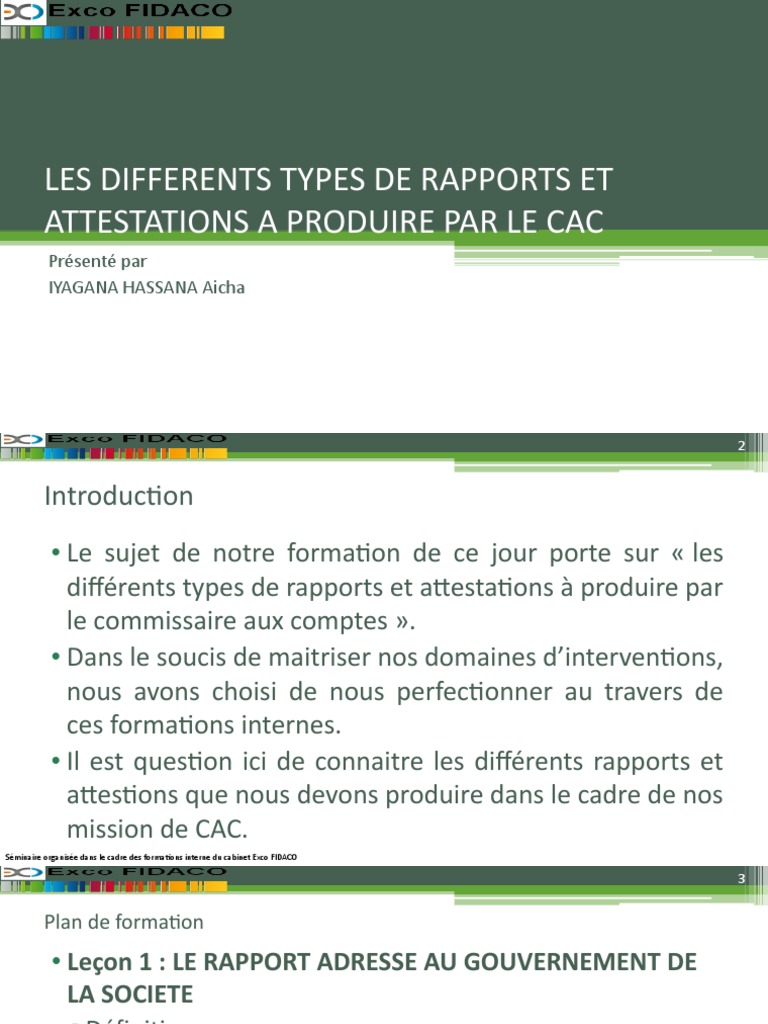 Types de rapports du commissaire aux comptes | PDF