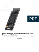 Hama Universal 8 in 1 Remote Control User Manual and Code List