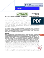 Health Risks From The Use of Laser Pointers: Fact Sheet No 202 July 1998