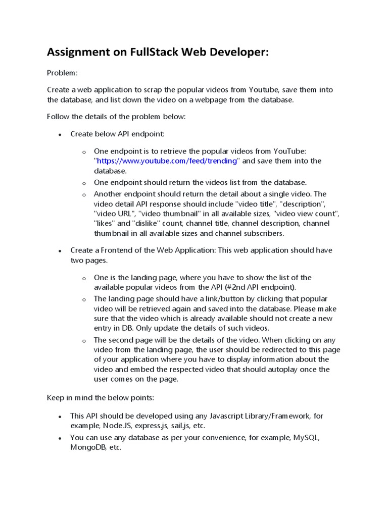 Assignment On Fullstack Web Developer Bluestacks Pdf Web