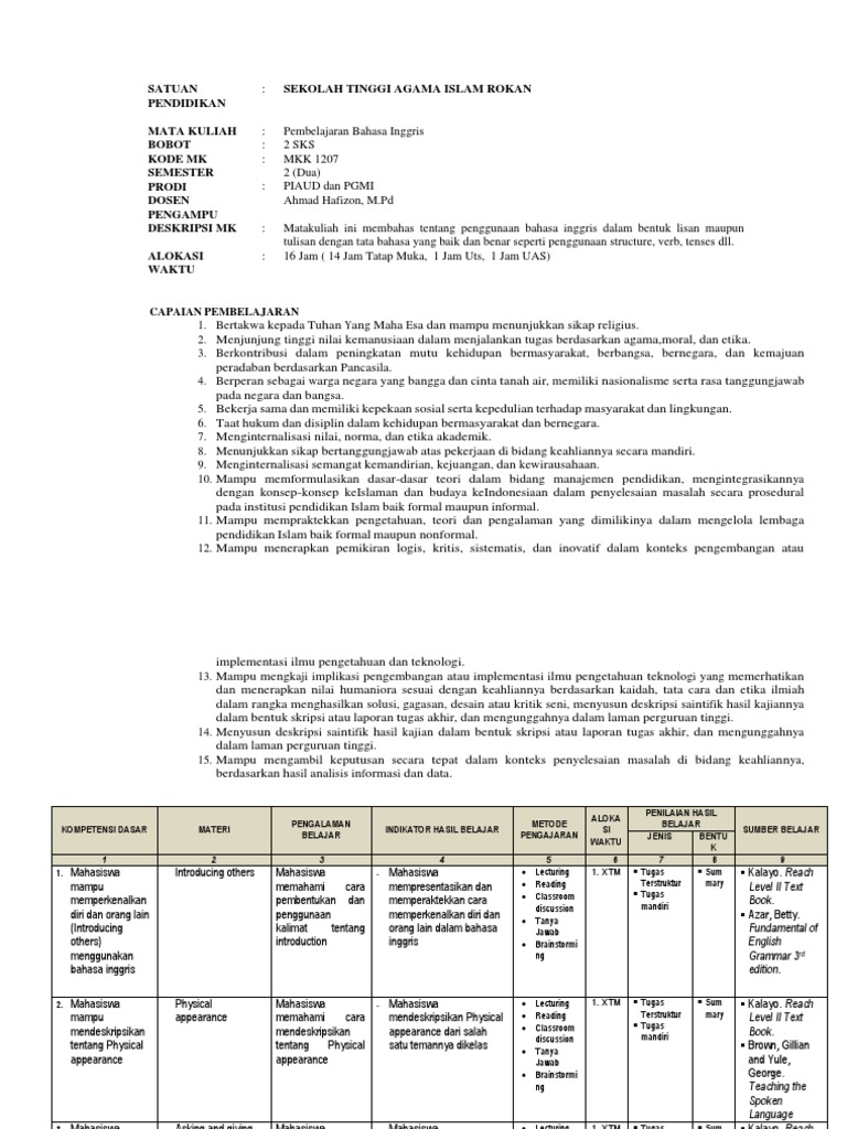 Silabus Bahasa Inggris Pdf