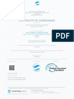 Certificate of Compliance: Platform & Design (P&D)