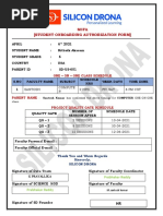 Sofa (Student Onboarding Authorization Form) : One - On - One Class Schedule