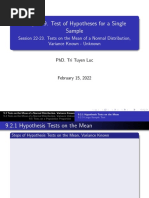 Chapter 9. Test of Hypotheses For A Single Sample