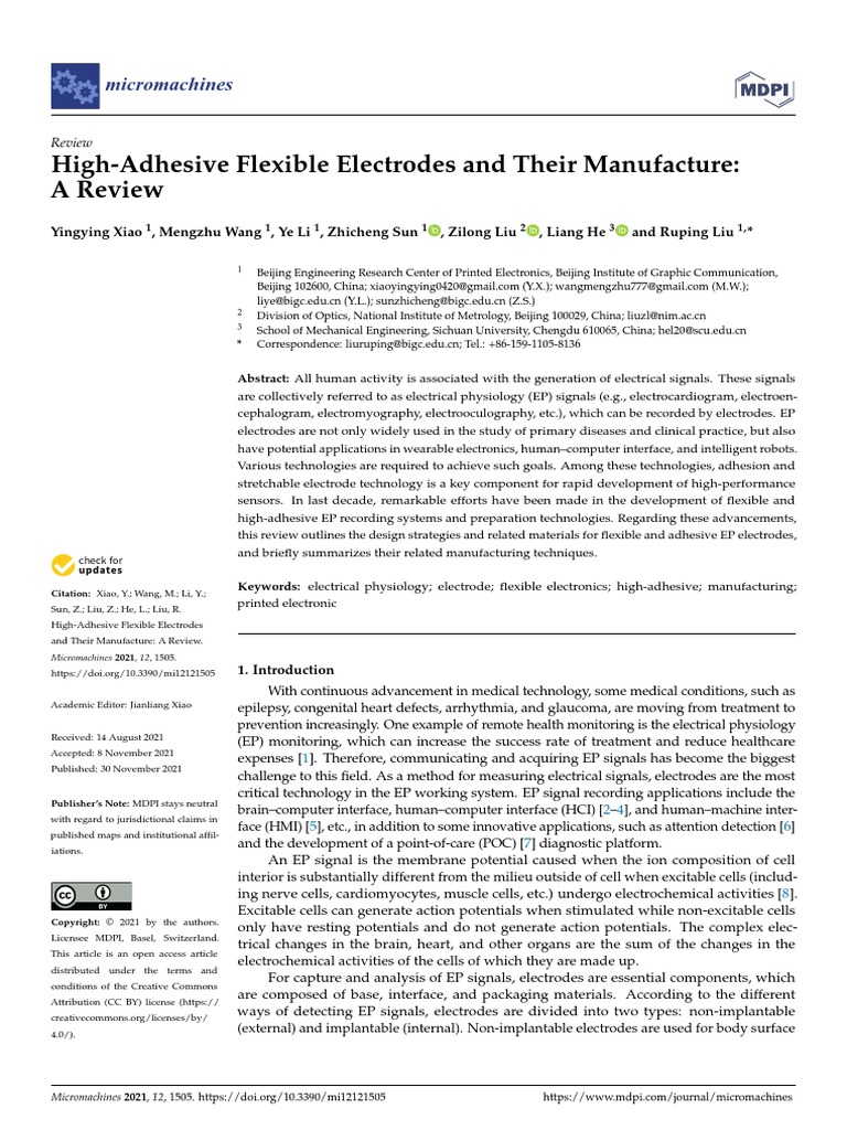 High-Adhesive Flexible Electrodes and Their Manufacture: A Review | PDF ...
