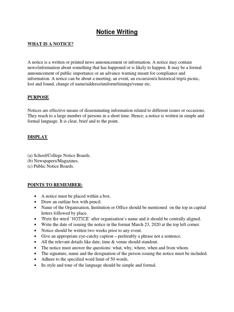 Notice Writing Guidelines and Samples | PDF | Social Science