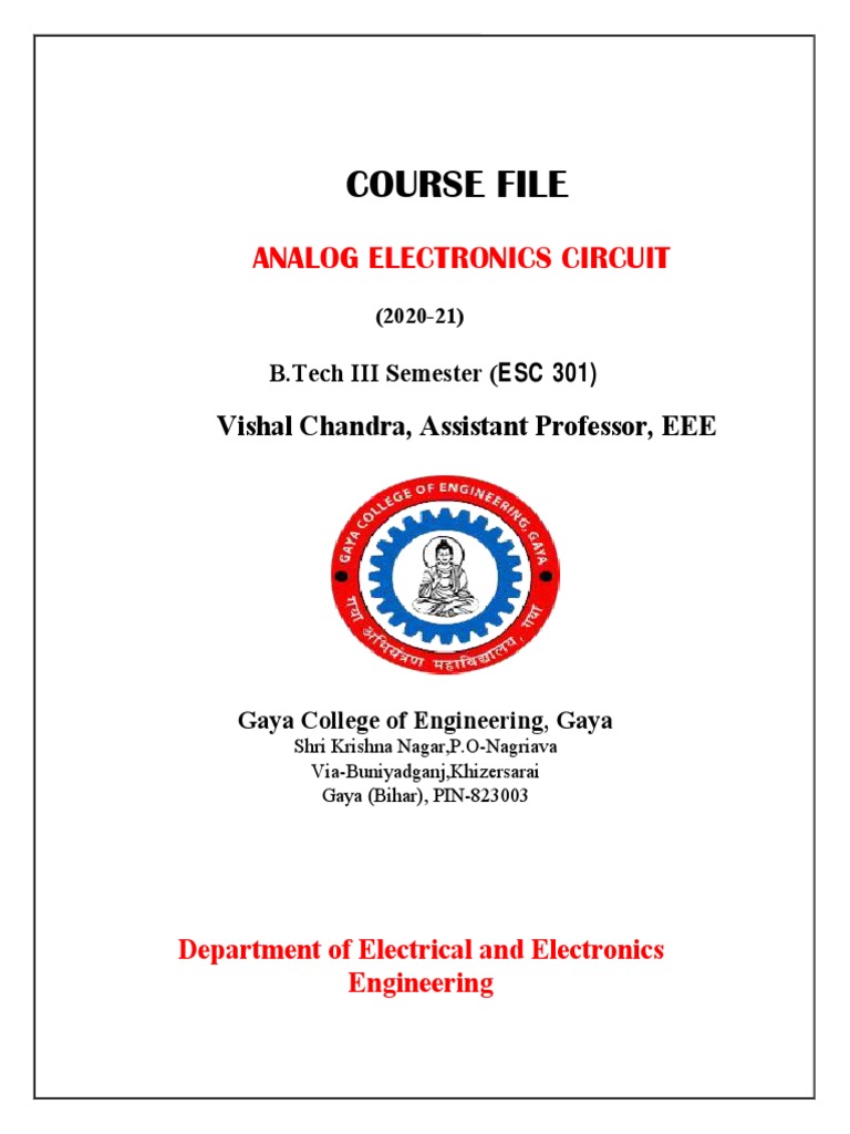 Analog Electronics Circuit Syllabus | PDF | Amplifier | Operational ...
