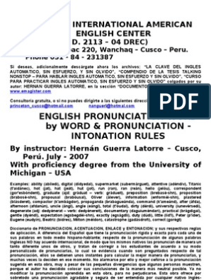 English Pronunciation Rules Virtual Comunicacion Linguistica
