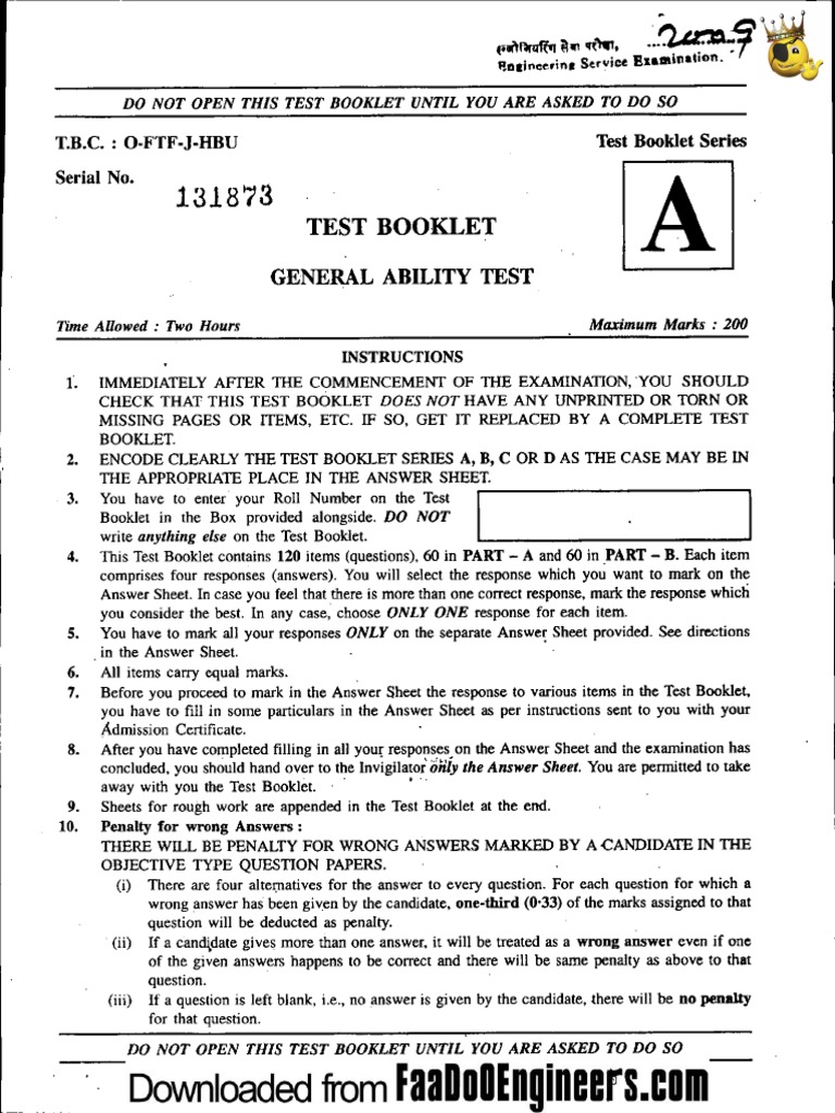 General Aptitude Test IES 2009 Question Paper | PDF