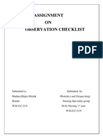 Assignment ON Observation Checklist