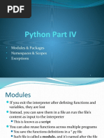 Python Part IV: Modules & Packages Namespaces & Scopes Exceptions