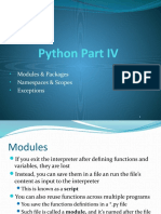 Python Part IV: Modules & Packages Namespaces & Scopes Exceptions