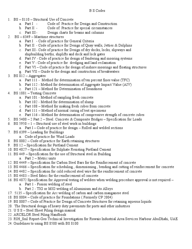 B S Codes - List | PDF | Technology & Engineering