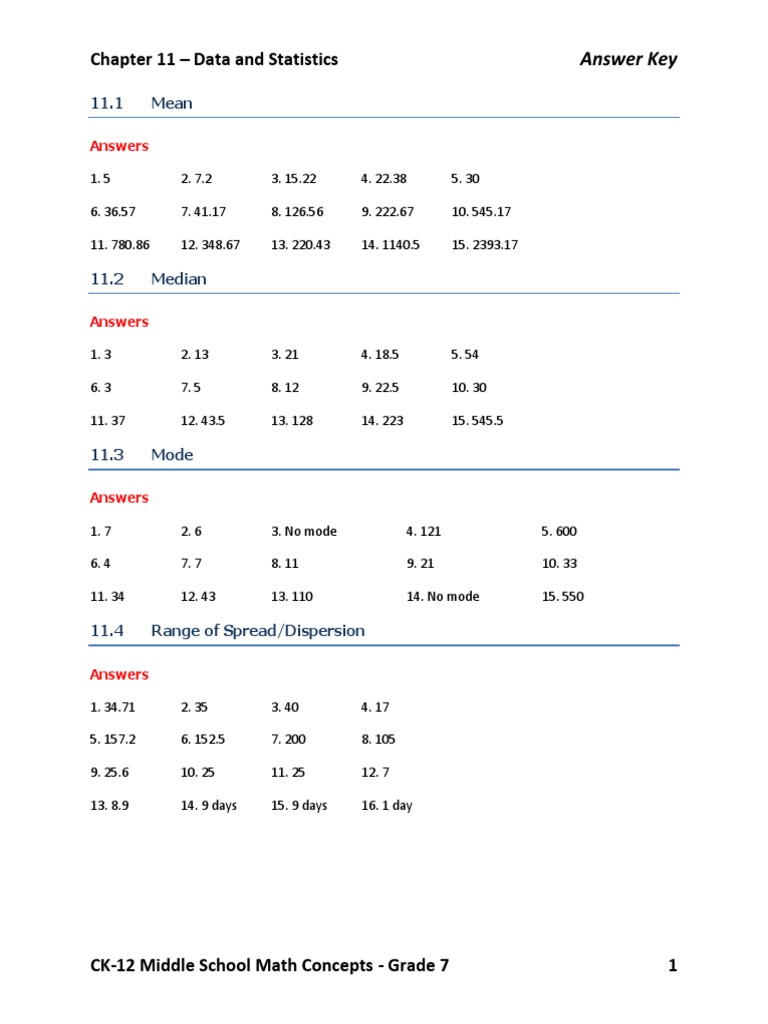 Answer key ck 12 chapter 11 middle school math concepts grade 7