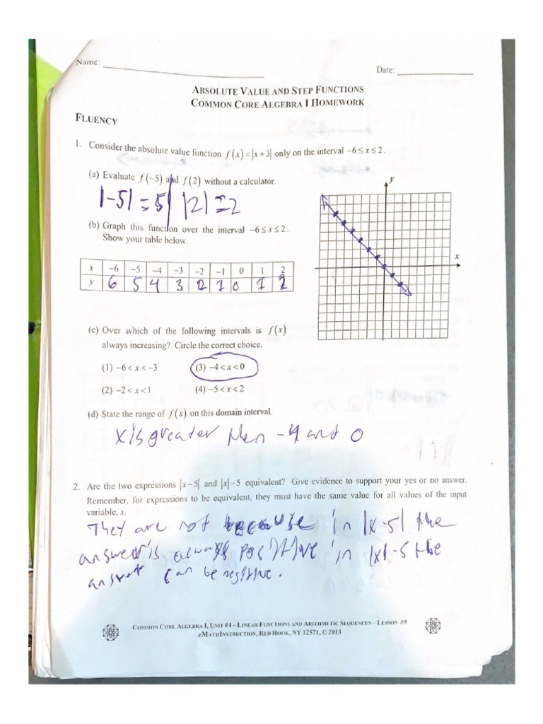 Absolute Value and Step Functions | PDF
