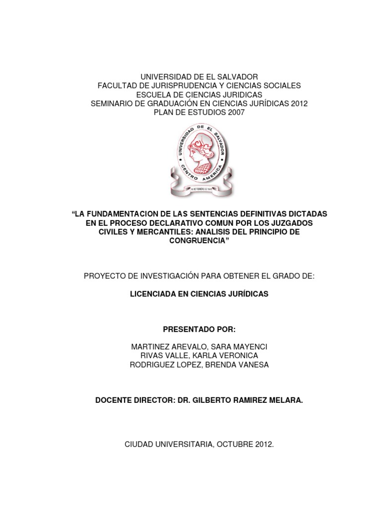 La Fundamentación de Las Sentencias Definitivas Dictadas en El Proceso