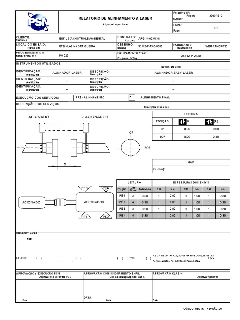 REG147 Relatório de Alinhamento A Laser | PDF