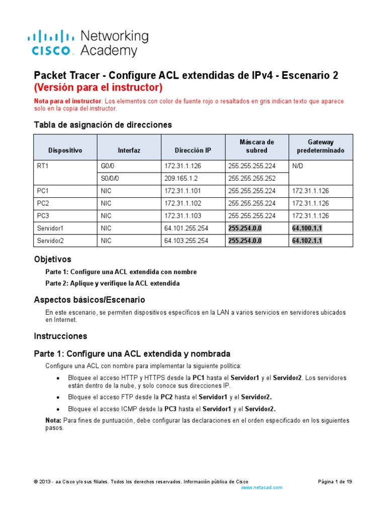 5 4 13 packet tracer configure extended ipv4 acls scenario 2 ilm