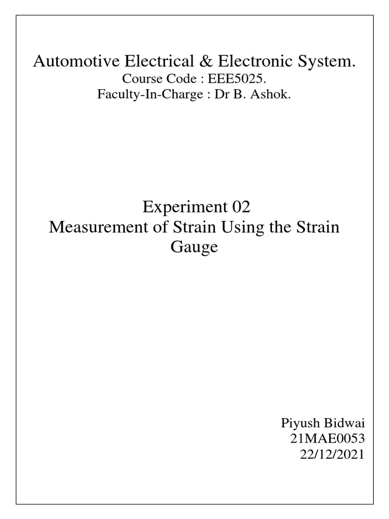 Automotive Electrical & Electronic System. Course Code EEE5025
