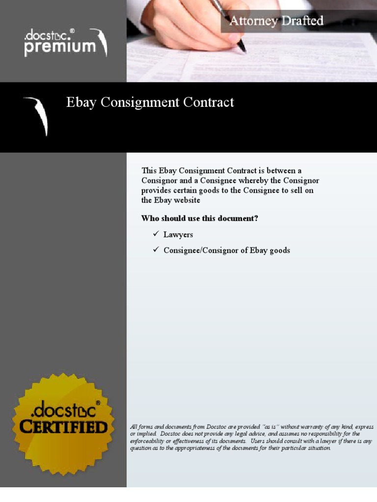 Ebay Consignment Contract PDF Auction E Bay