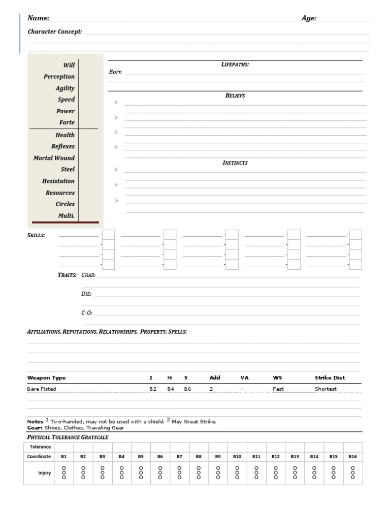 Character Profile Template | PDF