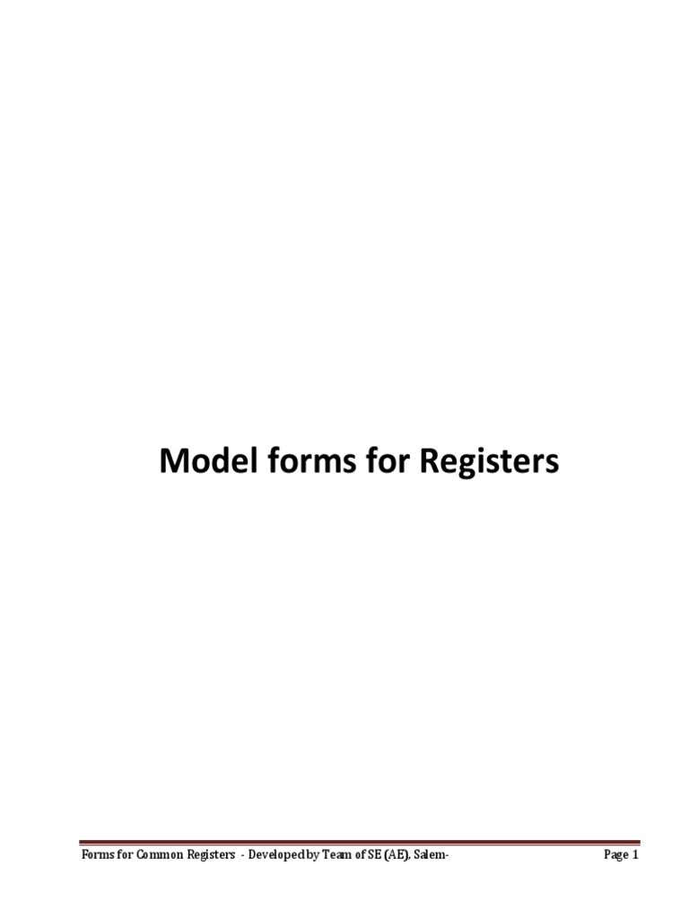 All Registers Format For Gen, Establishment, Accounts, Others | PDF