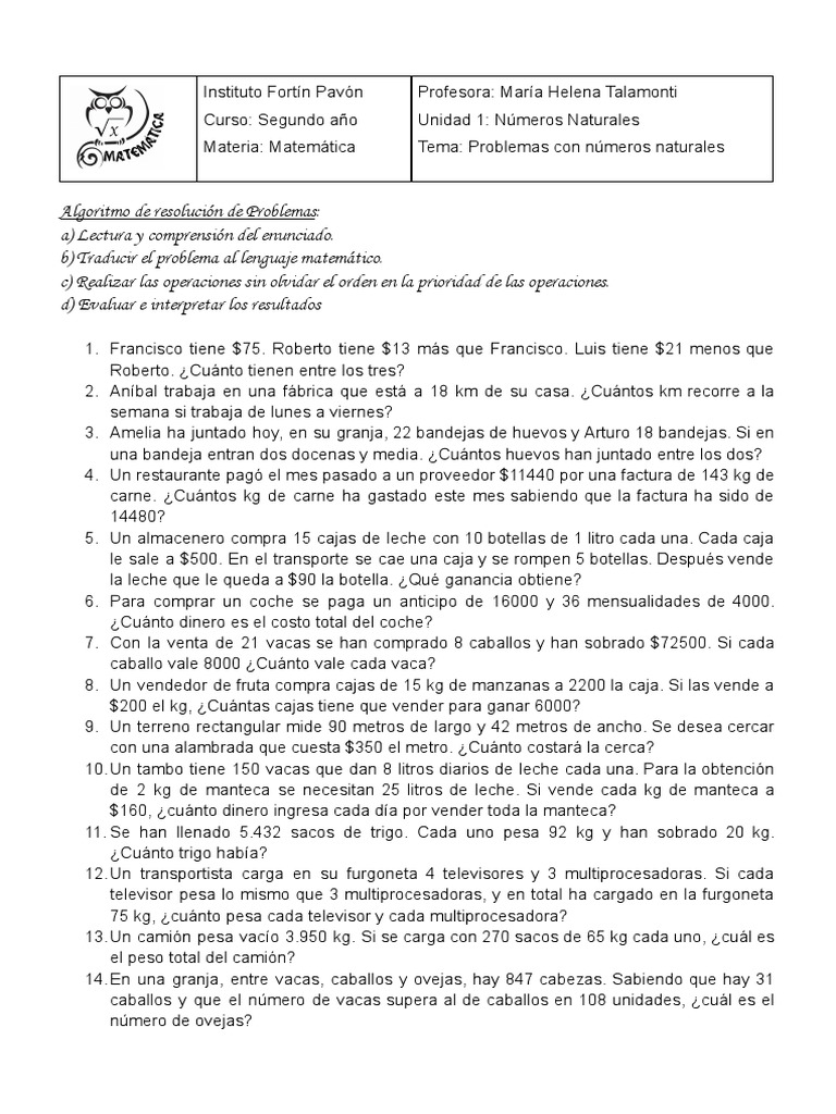 2 Clase 001 Problemas en N | PDF | Cocina, comidas y vino