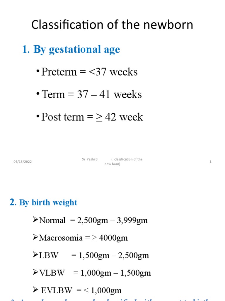Newborn Classification by Weight and Age | PDF | Hypoglycemia | Breast