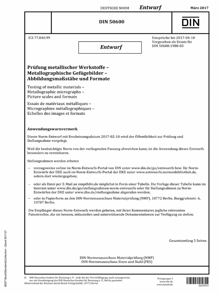 Din 50600 (2017-03-00) | PDF