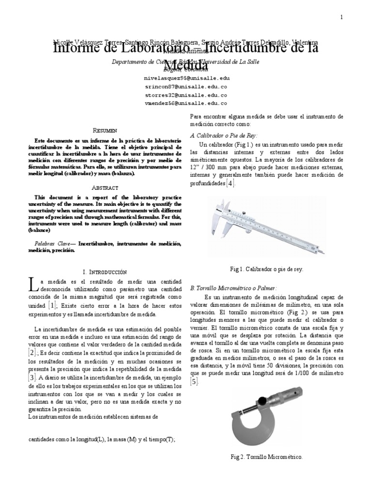 Incertidumbre en Medidas de Laboratorio | PDF | Medición | Exactitud y ...