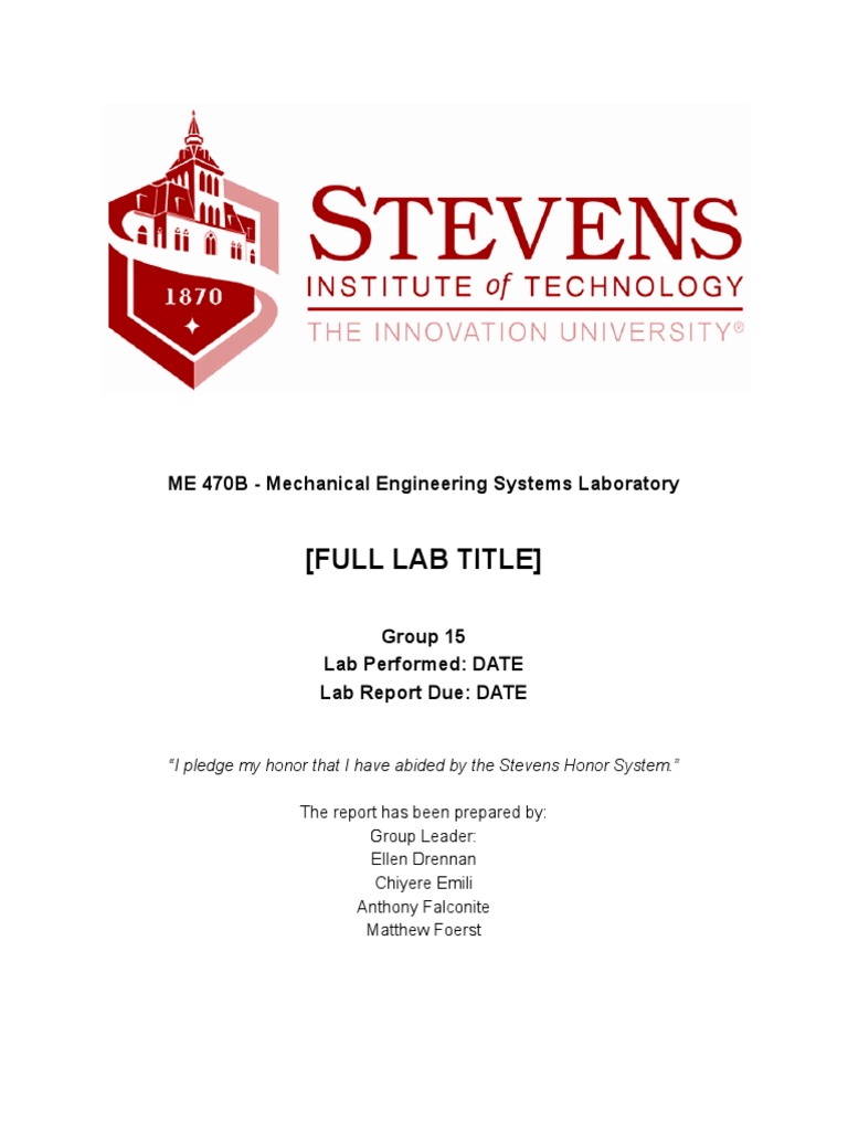 (Full Lab Title) ME 470B Mechanical Engineering Systems Laboratory