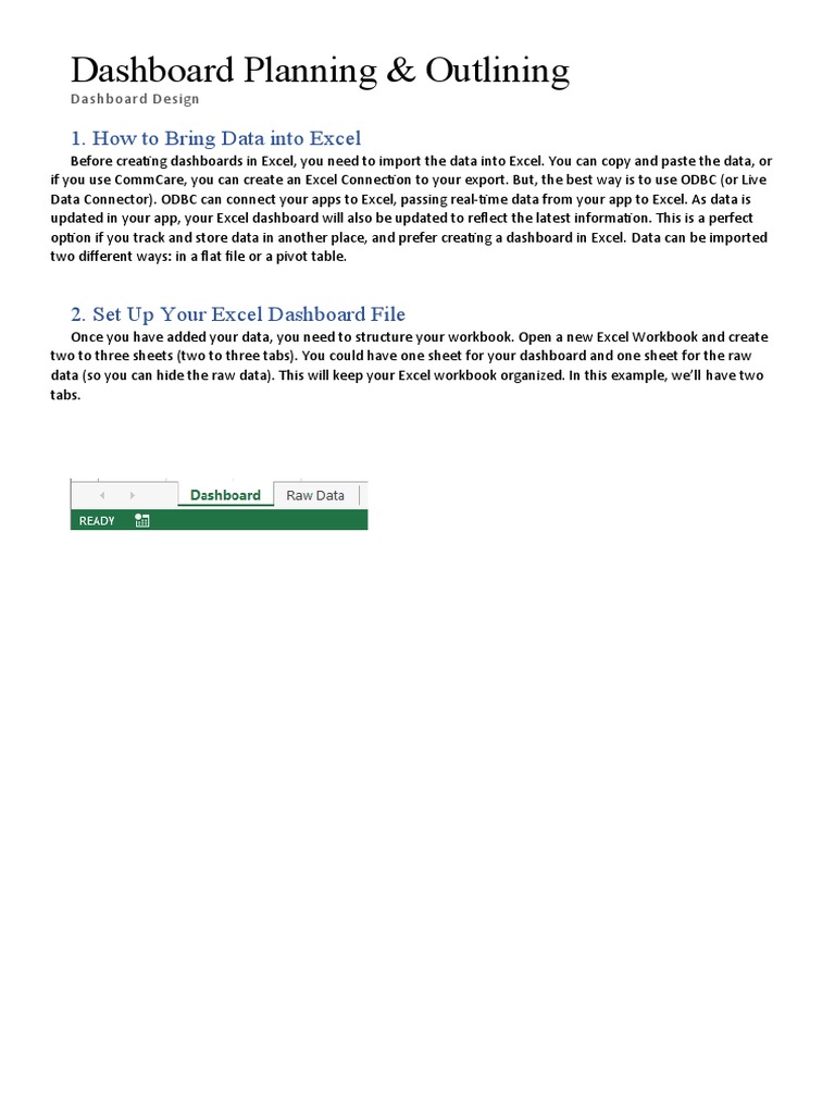 Excel Dashboard Planning Guide | PDF | Microsoft Excel | Data