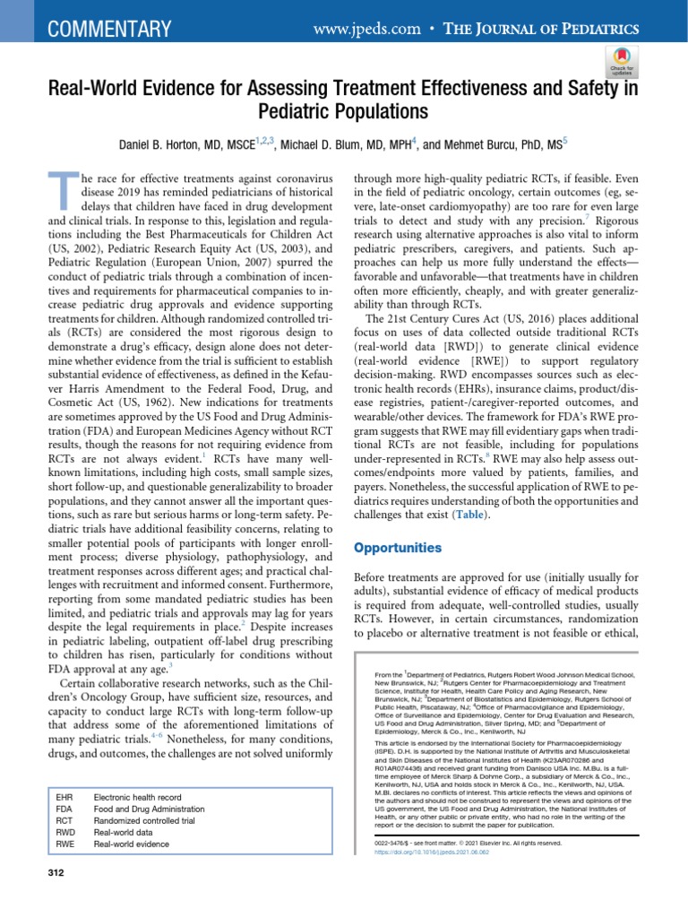 RealWorld Evidence For Assessing Treatment Effectiveness and Safety in