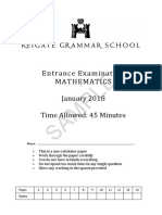 Entrance Exam Maths Questions