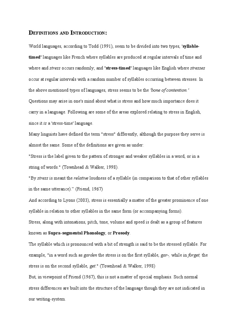 Stress Patterns In English Pdf Stress Linguistics Syllable