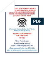 Information Brochure and Application Form For B.sc. (Actuarial Science) - 2021-22