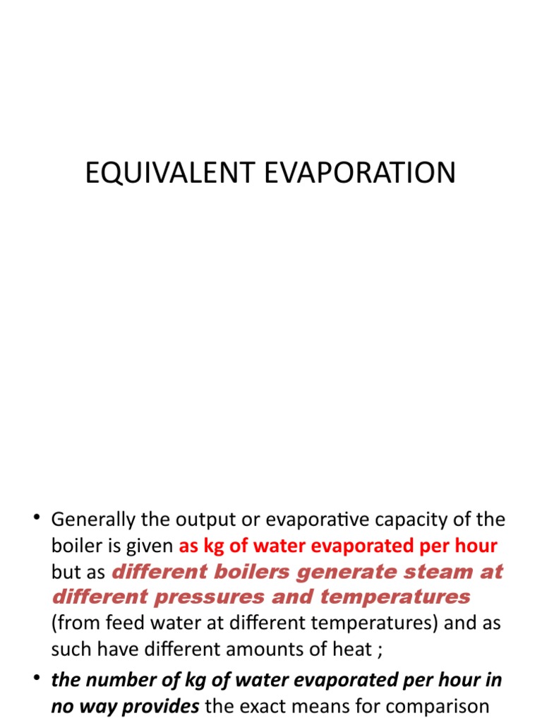 Equivalent Evaporation PDF Steam Boiler