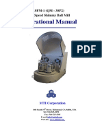 Operational Manual: SFM-1 (QM - 3SP2) High Speed Shimmy Ball Mill