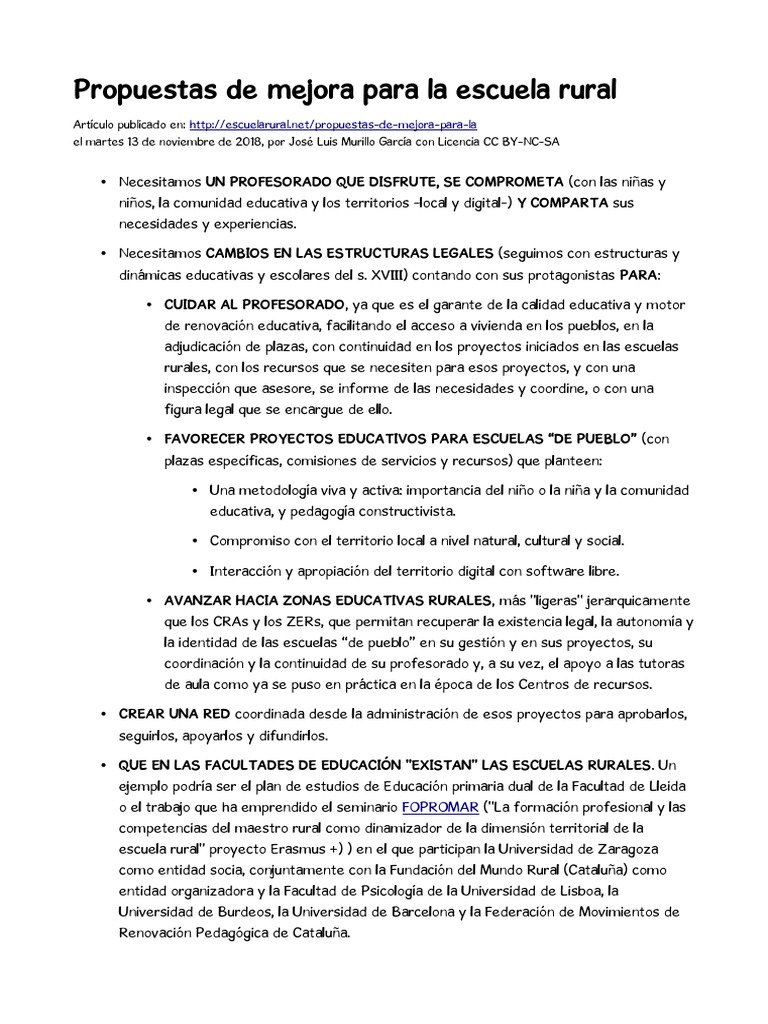 Propuestas para mejorar escuelas rurales | PDF | Plan de estudios