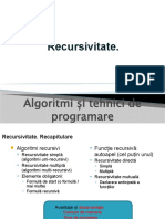 Recursivitate.: Algoritmi Și Tehnici de Programare