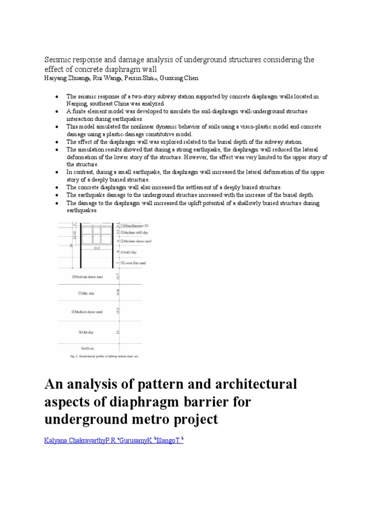 Seismic Response and Damage Analysis of Underground Structures | PDF ...